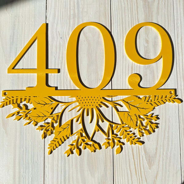 Personalized Sunflower Address Metal Sign - Metal House Numbers-Housewarming Gift-Flower Address plaque