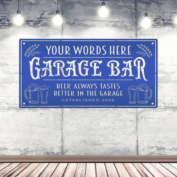 Custom Garage Bar Metal Sign , Pub Wall Decor , Bar Wall Art, Man Cave Basement Bar Wall Decor & Signs