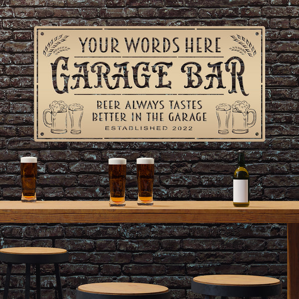 Custom Garage Bar Metal Sign , Pub Wall Decor , Bar Wall Art, Man Cave Basement Bar Wall Decor & Signs