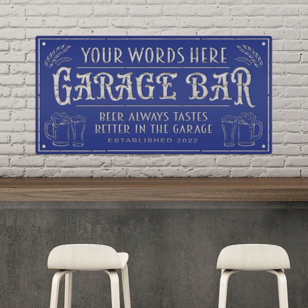 Custom Garage Bar Metal Sign , Pub Wall Decor , Bar Wall Art, Man Cave Basement Bar Wall Decor & Signs