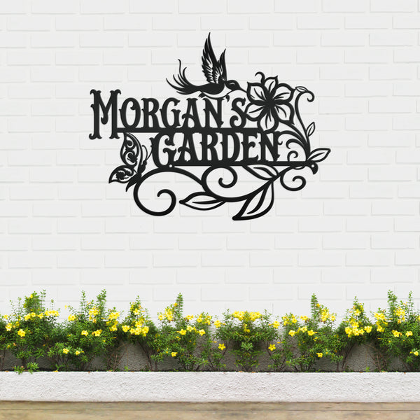 Personalized Garden Name Hummingbird Butterfly Flower Outdoor Garden Sign, Garden Wall Art & Decor, Gardener's Gift, Mother's Day Gift , Gift for Grandma, Garden Art, Greenhouse Garden Wall Hanging Art