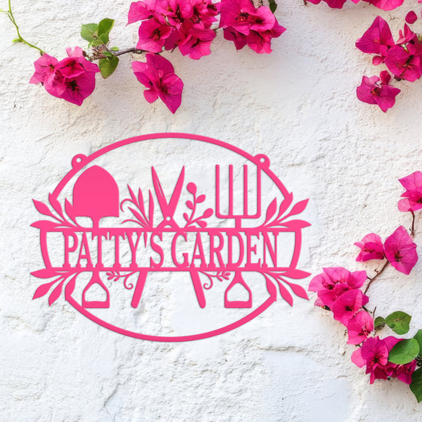 Personalized Garden Sign with Garden Tools, Hanging Garden Sign, Garden Tool Sign for the Vegetable Garden, Garden Art for the Patio, Garden Tool Signs & Wall Decor