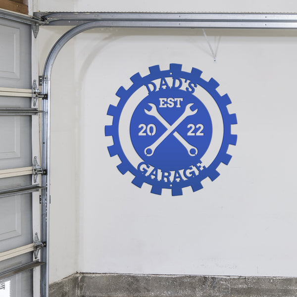 Personalized Gear Garage Name Metal Sign, Garage Metal Sign, Signs for Dad's Shop, Garage Metal Signs, Gift for Dad