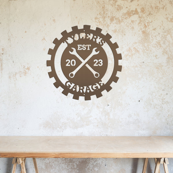 Personalized Gear Garage Name Metal Sign, Garage Metal Sign, Signs for Dad's Shop, Garage Metal Signs, Gift for Dad