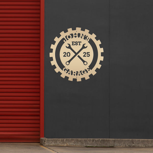 Personalized Gear Garage Name Metal Sign, Garage Metal Sign, Signs for Dad's Shop, Garage Metal Signs, Gift for Dad