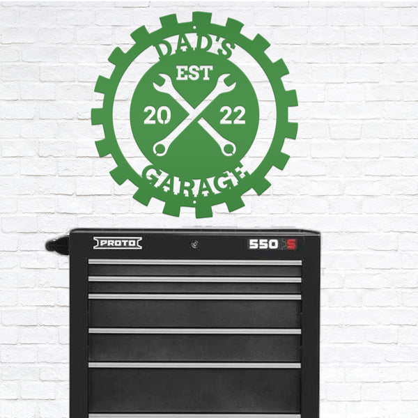 Personalized Gear Garage Name Metal Sign, Garage Metal Sign, Signs for Dad's Shop, Garage Metal Signs, Gift for Dad
