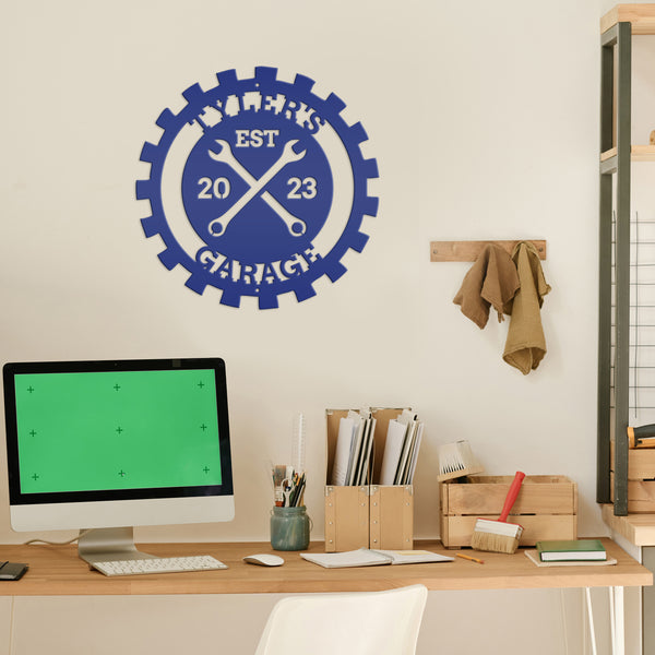 Personalized Gear Garage Name Metal Sign, Garage Metal Sign, Signs for Dad's Shop, Garage Metal Signs, Gift for Dad