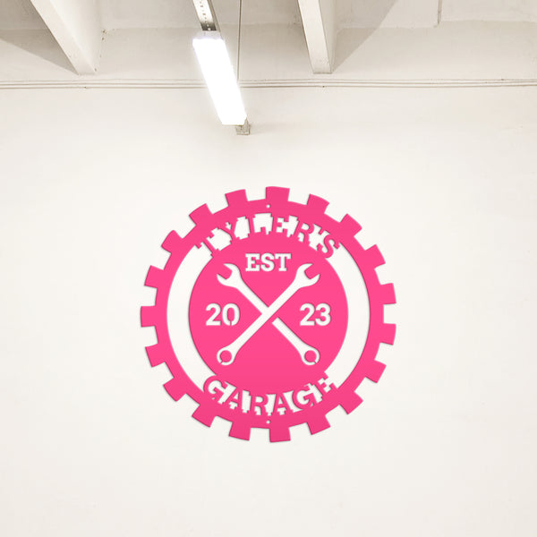 Personalized Gear Garage Name Metal Sign, Garage Metal Sign, Signs for Dad's Shop, Garage Metal Signs, Gift for Dad