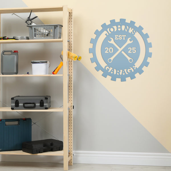 Personalized Gear Garage Name Metal Sign, Garage Metal Sign, Signs for Dad's Shop, Garage Metal Signs, Gift for Dad