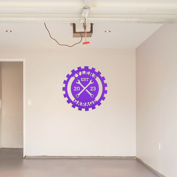 Personalized Gear Garage Name Metal Sign, Garage Metal Sign, Signs for Dad's Shop, Garage Metal Signs, Gift for Dad