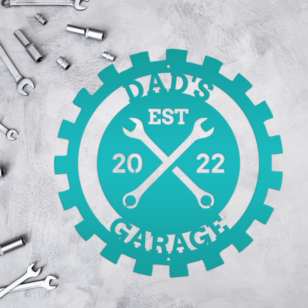 Personalized Gear Garage Name Metal Sign, Garage Metal Sign, Signs for Dad's Shop, Garage Metal Signs, Gift for Dad