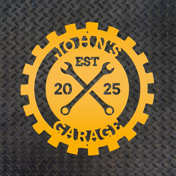 Personalized Gear Garage Name Metal Sign, Garage Metal Sign, Signs for Dad's Shop, Garage Metal Signs, Gift for Dad