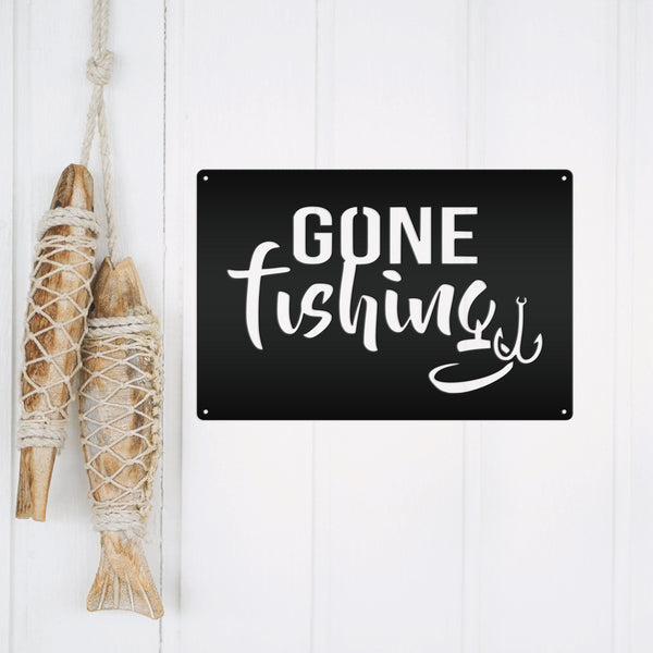 Gone Fishing Metal Sign, Fishing Signs, Fishing Wall Decor, Fishing Wall Art, Fishing Signage, Wall Hanging Fish Decor