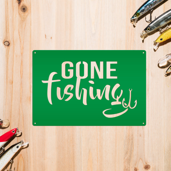 Gone Fishing Metal Sign, Fishing Signs, Fishing Wall Decor, Fishing Wall Art, Fishing Signage, Wall Hanging Fish Decor