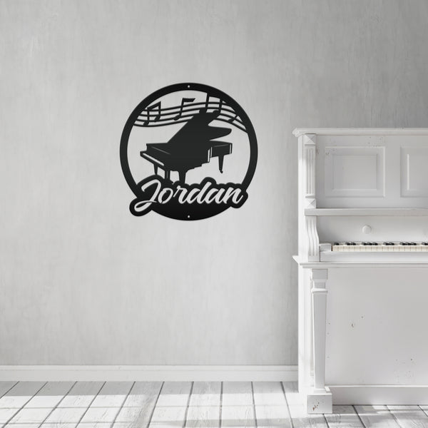 Custom Name Metal Piano Wall Art - Personalized Music Room Decor - Unique Kids Sign - Charming Wall Hanging - Music Teacher/Student Gifts