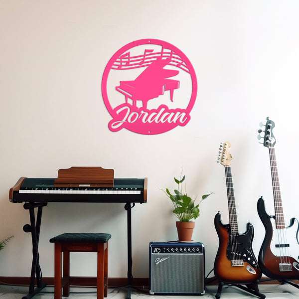 Custom Name Metal Piano Wall Art - Personalized Music Room Decor - Unique Kids Sign - Charming Wall Hanging - Music Teacher/Student Gifts