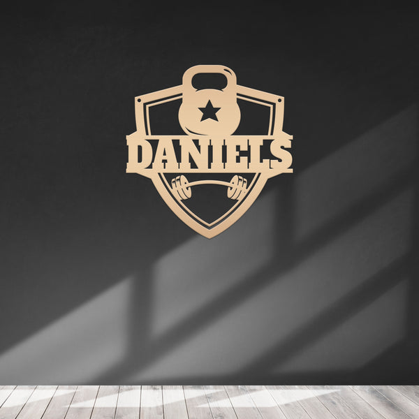 Personalized Family Name Home Gym Kettlebell and Barbell Metal Sign-Home Gym Sign-Sign for Weight Room-Fitness Center Wall Decor-Wall Art