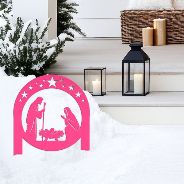 Beautiful Nativity Scene, Mary and Joseph Christmas Sign, Christian Yardstake, Baby Jesus Yard Stake with Stars, Strong Outdoor Decoration