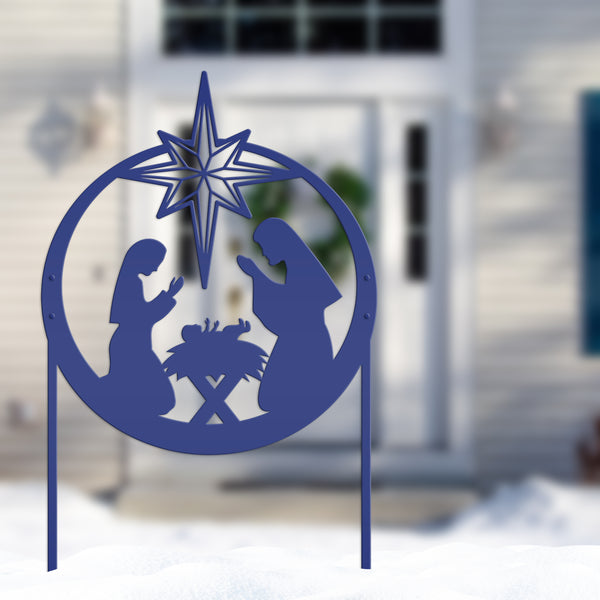 Large Metal Nativity Sign with Heavy Duty Yard Kit, Christmas Yard Decor, 40 inch Natvity Sign, Heavy Duty Outdoor Nativity Sign