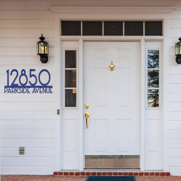 Custom Art Deco Address Metal Sign - House Numbers-Housewarming-Wedding Gift