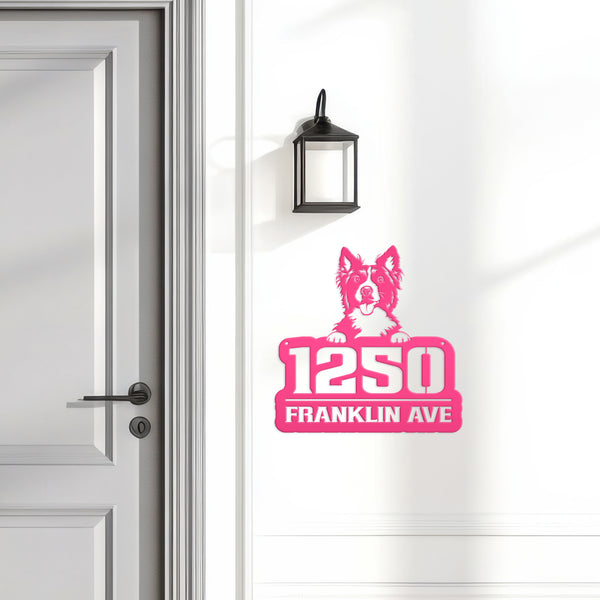 Personalized Dog Address Metal Sign - House Numbers-Dog Lovers-Dog Business Sign-Groomer Address Sign
