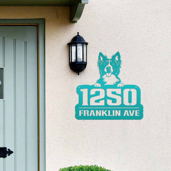 Personalized Dog Address Metal Sign - House Numbers-Dog Lovers-Dog Business Sign-Groomer Address Sign