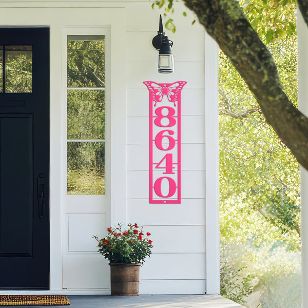 Personalized Butterfly Address Metal Sign - House Numbers-Flower Shop Business Sign