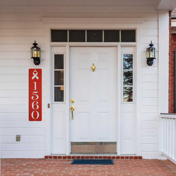 Address Sign, Metal House Numbers, Vertical Street Plaque, Powdered Outdoor Awareness Sign for Different Diseases Causes Cancer and Illness