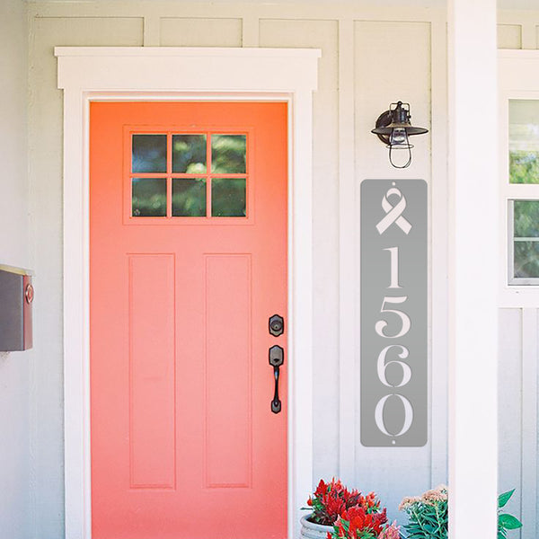 Address Sign, Metal House Numbers, Vertical Street Plaque, Powdered Outdoor Awareness Sign for Different Diseases Causes Cancer and Illness