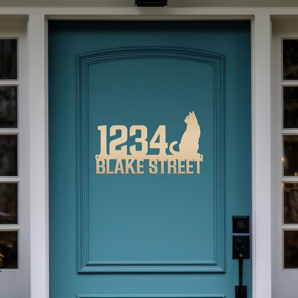 Personalized Cat Address Metal Sign - House Numbers-Cat Lovers -Business Address Sign