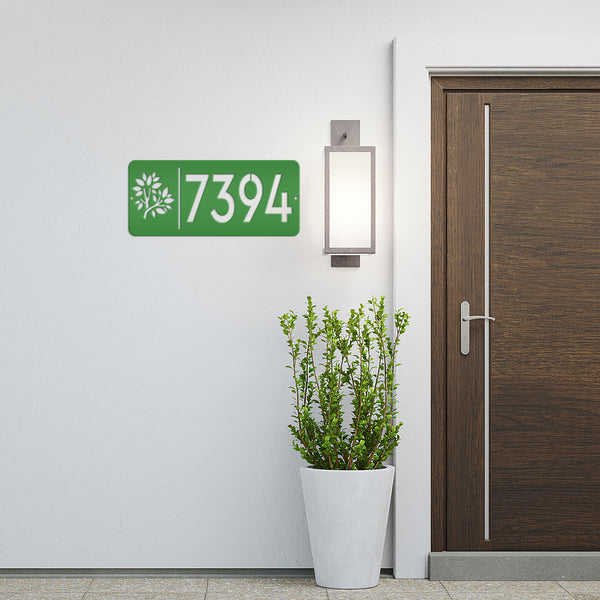 Rectangle Custom Address Sign with Flowers- Custom House Number Address Sign for Business