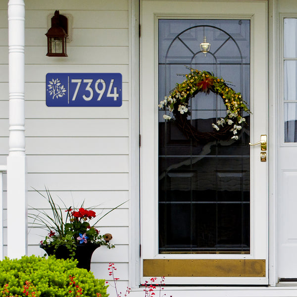 Rectangle Custom Address Sign with Flowers- Custom House Number Address Sign for Business