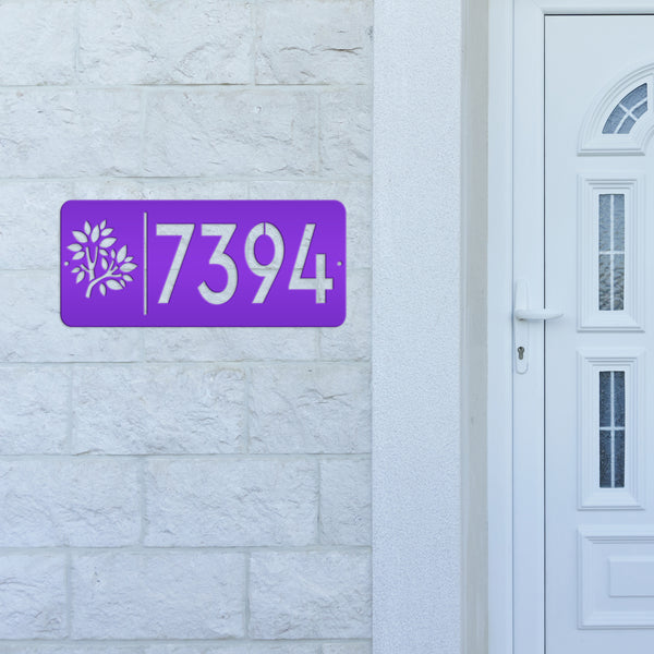 Rectangle Custom Address Sign with Flowers- Custom House Number Address Sign for Business