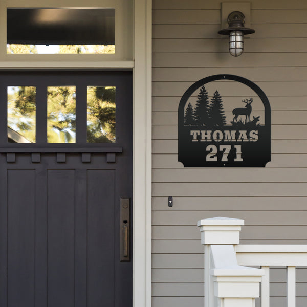 Custom Deer Scene Address Sign-Address Sign for Cabin-House Number Sign or Plaque for Deer Camp