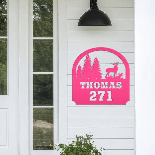 Custom Deer Scene Address Sign-Address Sign for Cabin-House Number Sign or Plaque for Deer Camp