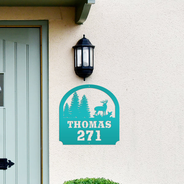 Custom Deer Scene Address Sign-Address Sign for Cabin-House Number Sign or Plaque for Deer Camp