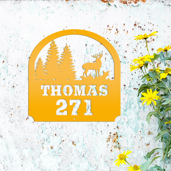 Custom Deer Scene Address Sign-Address Sign for Cabin-House Number Sign or Plaque for Deer Camp