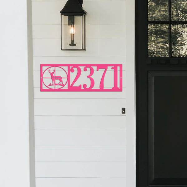 Personalized Deer In Sight Address House Numbers Metal Sign- Deer Camp Address Sign