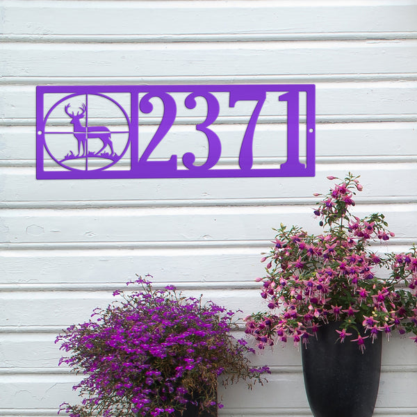 Personalized Deer In Sight Address House Numbers Metal Sign- Deer Camp Address Sign