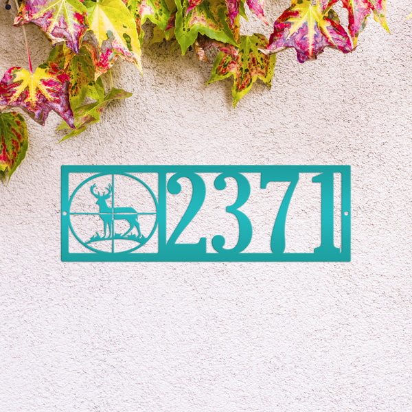 Personalized Deer In Sight Address House Numbers Metal Sign- Deer Camp Address Sign