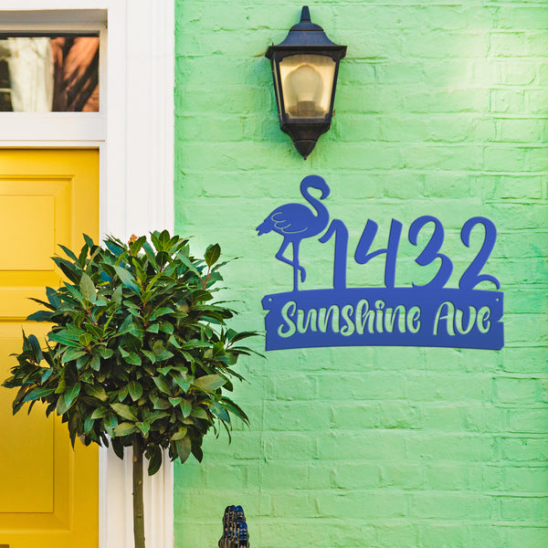 Personalized Flamingo Address Metal Sign