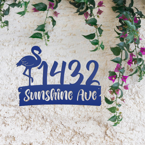 Personalized Flamingo Address Metal Sign-Beach Condo-Beach Rental  Address Sign- Tropical Metal Address Sign