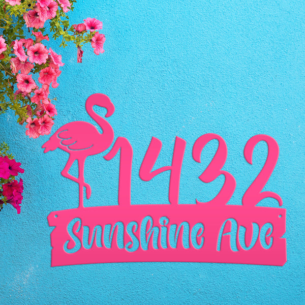 Personalized Flamingo Address Metal Sign-Beach Condo-Beach Rental  Address Sign- Tropical Metal Address Sign