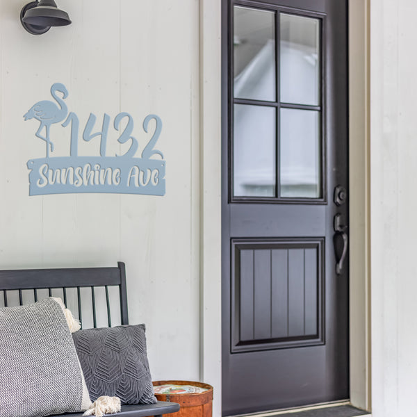 Personalized Flamingo Address Metal Sign