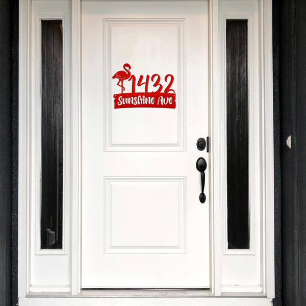 Personalized Flamingo Address Metal Sign