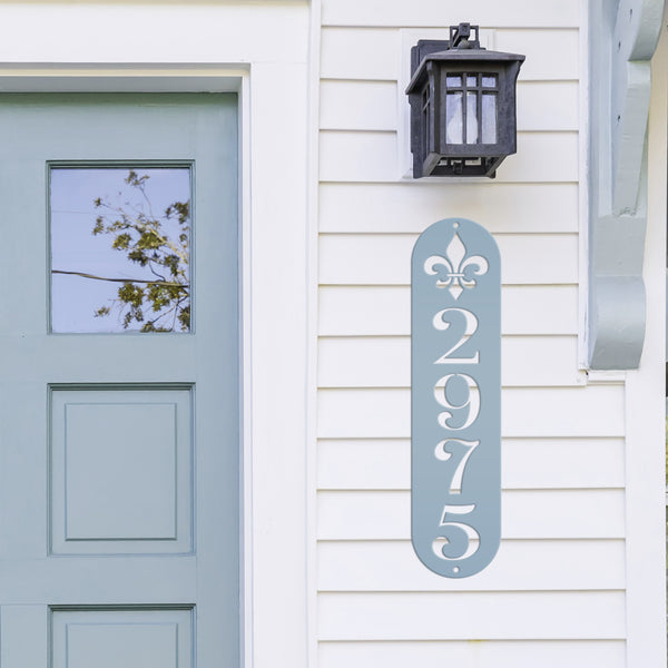 Personalized Fleur De Lis Address Metal Sign - House Numbers-Saints Themed Address Sign