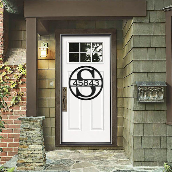 Custom Round Monogram House Number Metal Sign-Housewarming gift-Wedding Gift