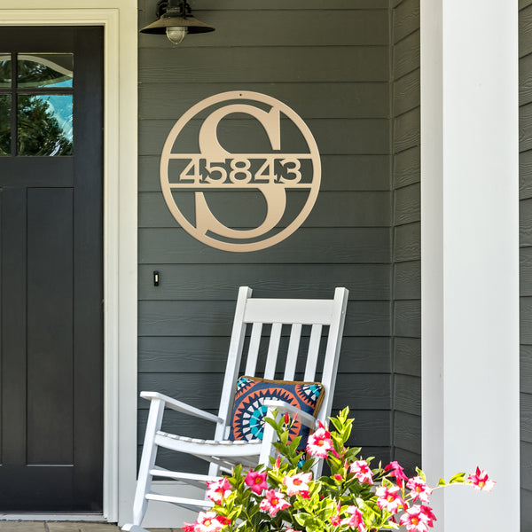 Custom Round Monogram House Number Metal Sign-Housewarming gift-Wedding Gift