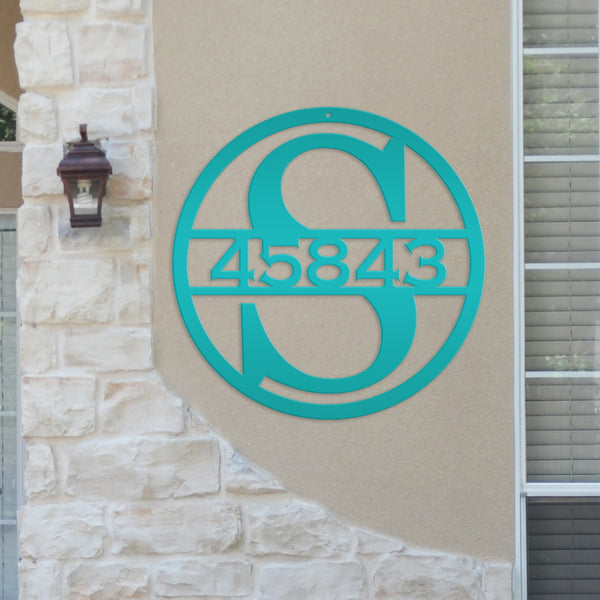 Custom Round Monogram House Number Metal Sign-Housewarming gift-Wedding Gift