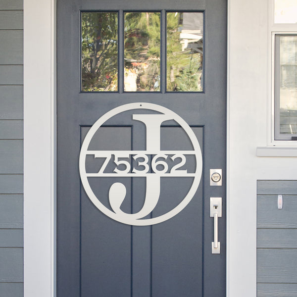 Custom Round Monogram House Number Metal Sign-Housewarming gift-Wedding Gift